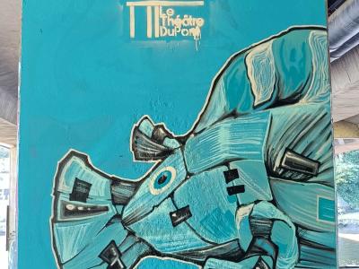 The Geometric Turquoise Fish — Street art by Ratz One in Nantes