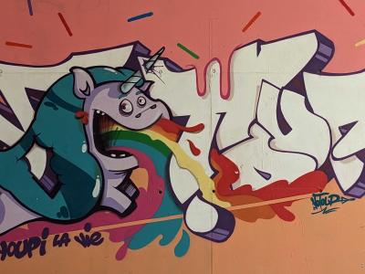 Rainbow Creatures Adventure — Street art in Soyons