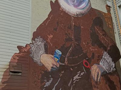 Figure avec bulle irisée — Street art de Linas Kaziulionis kart7 à Vilnius