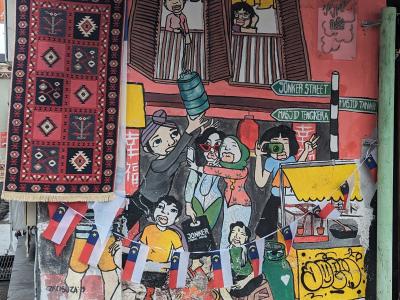 Fresque urbaine multiculturelle — Street art à Melaka