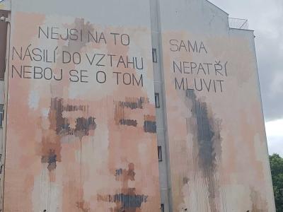 Silence Won't Stop Violence — Street art by David Strauzz in Prague
