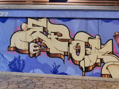 Beige Lettering on an Underwater Ground — Street art in Vichy