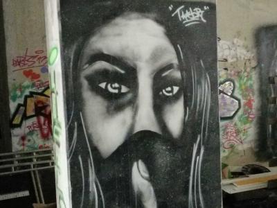 Monochrome Portrait Under the Bridge — Street art in Paris