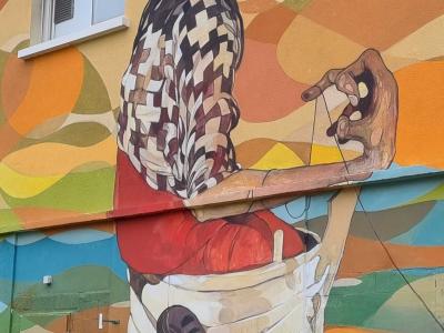 Female Figure Rainbow Gradient — Street art in Le Pont-de-Claix