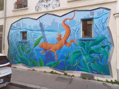 Triton aquatique par Louyz — Street art de Louyz à Paris