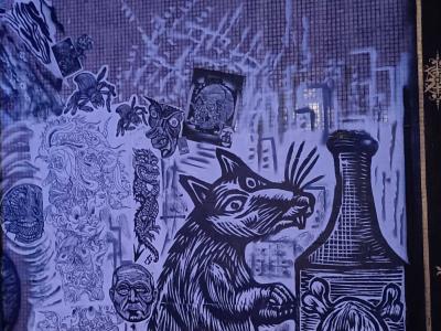 Toxic Rat in Blue and White — Street art in Paris