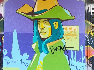Personnage au chapeau par Qwynto — Street art de Qwynto à London