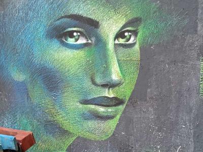 Portrait Féminin Bleu-Vert par emyart — Street art de emyart à Paris