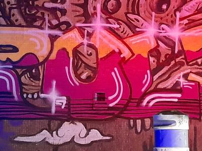 Neon Letters on a Wall of Eyes — Street art in Paris