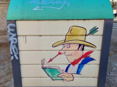 Cowboy lecteur coloré — Street art à Strasbourg
