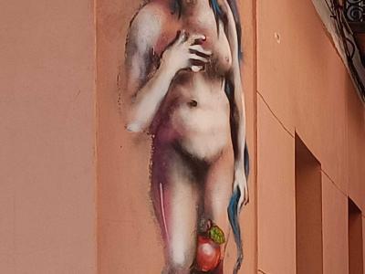 Realistic Female Nude — Street art in Madrid