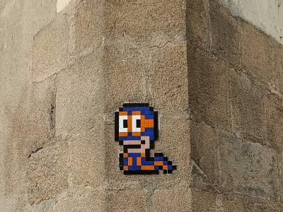 Pixel Art Sticker Trio, Nantes — Street art in Nantes
