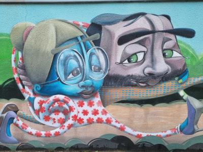 Two Expressive Heads — Street art in Le Pont-de-Claix