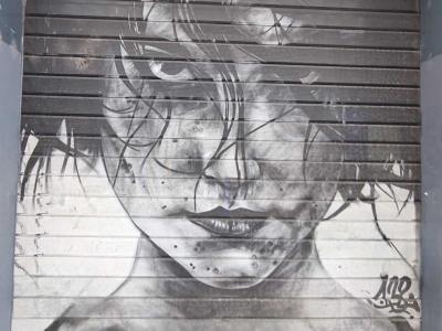 Female Portrait in Black and White — Street art in Grenoble
