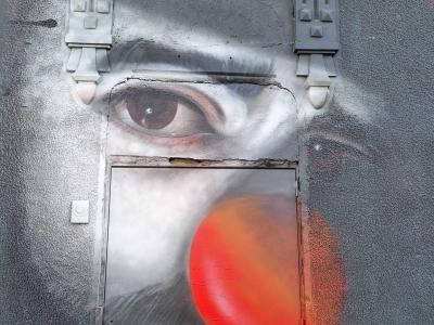 Hyperrealistic Clown Face — Street art in Clermont-Ferrand