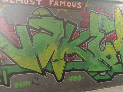 "Almost Famous" — Green Letters and Ninja Turtle — Street art in Prague