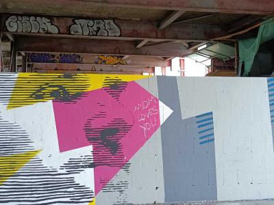 Abstract Geometric Composition in Hangar — Street art by 1010 in Berlin