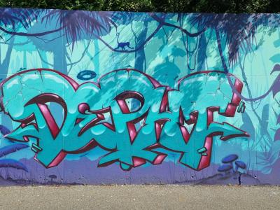 Wildstyle Rose Turquoise Jungle — Street art à Clermont-Ferrand