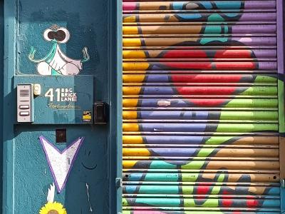 Rainbow Floral Shutter — Street art in London