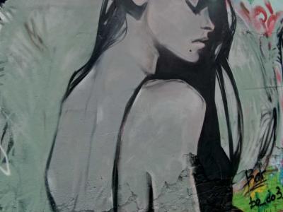 Melancholic Female Profile — Street art in Prague