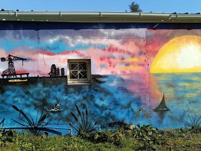 Coucher de soleil mural a Reze — Street art à Rezé