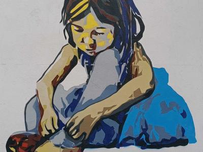 Portrait féminin expressif — Street art de Agnė Juršytė à Vilnius