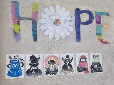 HOPE — Character Collage and Daisy — Street art in Clermont-Ferrand