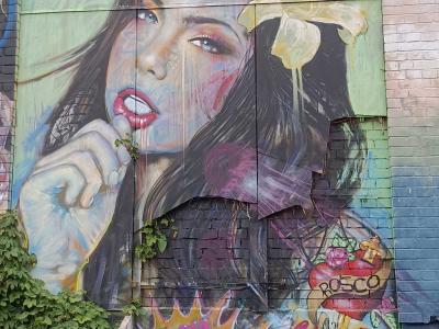 Flowered Woman - Hyperrealistic Portraiture — Street art by Rosco graffiti in Berlin