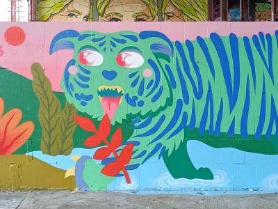 Green Tiger in Tropical Jungle by Uneg — Street art by Uneg in Berlin