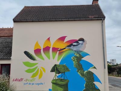 Magical Flowers and Turtle — Street art in Saint-Pont