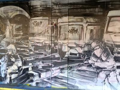 Chaos urbain noir et blanc — Street art à Nantes