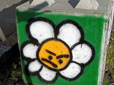 Angry Flower on Concrete — Street art in Nantes