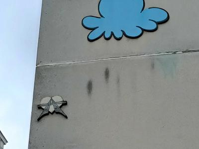 Pieuvre bleue et étoile, duo A2 — Street art de A2, Gzup à Paris