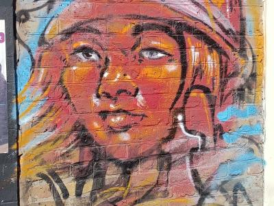 Colorful Turbaned Woman — Street art in London