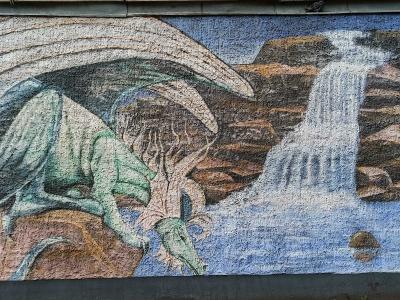 Femme Fantastique Paysage Cascade — Street art à Berlin