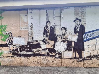 Travelers at La Freissinouse Station — Street art in Grenoble