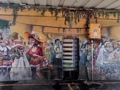 Lively Market in Comic Book Style — Street art in Grenoble