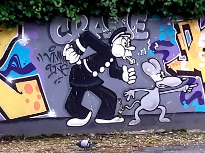 Vintage Dancing Cartoons — Street art in Grenoble