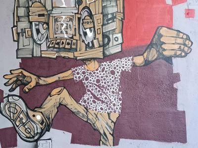 The Man with a Stereo Stack for a Head — Street art in Nantes