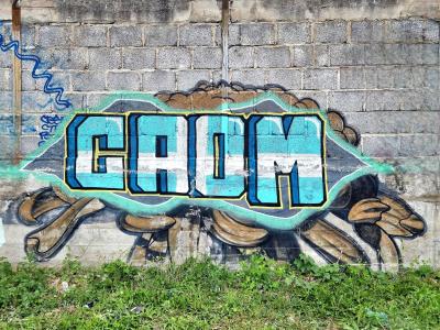 Cyan Wildstyle Galon Tag — Street art in Clermont-Ferrand