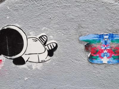 Moon and Butterfly Flower — Street art in Clermont-Ferrand