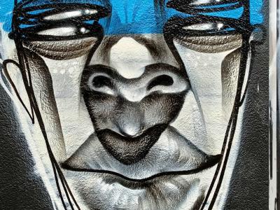 Cyan Portrait — Street art in London