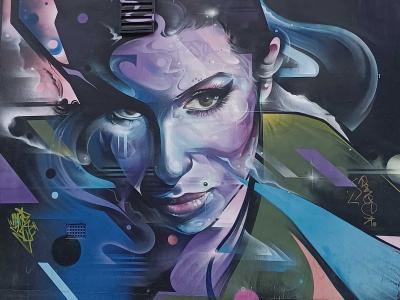 Visage multicolore — Street art de Mr CENZ à London