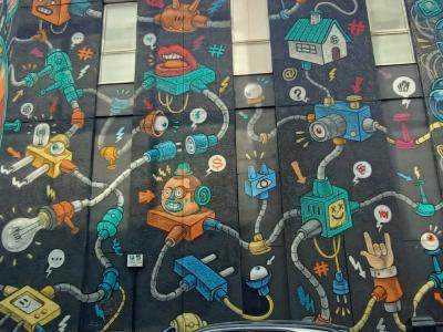 Network of Connected Robots — Street art by Captain Kris in London
