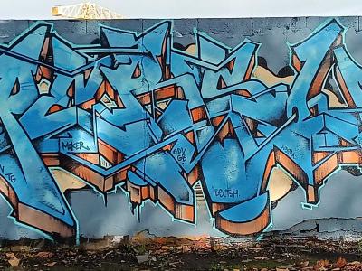 Blue Wild Style Letters — Street art by Persu in Nantes