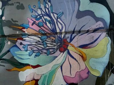 Fleur pastel aux pétales lumineux — Street art à Prague