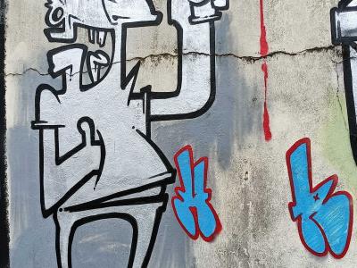 Cartoon Graffiti Writer with Beret — Street art in Redon