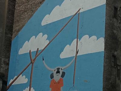 Animal sur des Échafauds à Budapest — Street art à Budapest