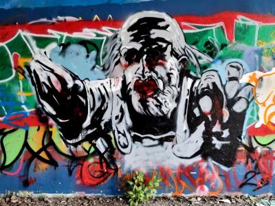 Fragmented Multicolored Faces — Street art in Grenoble