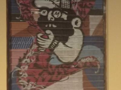 Portrait cubiste d'un singe avec casquette — Street art à Athina